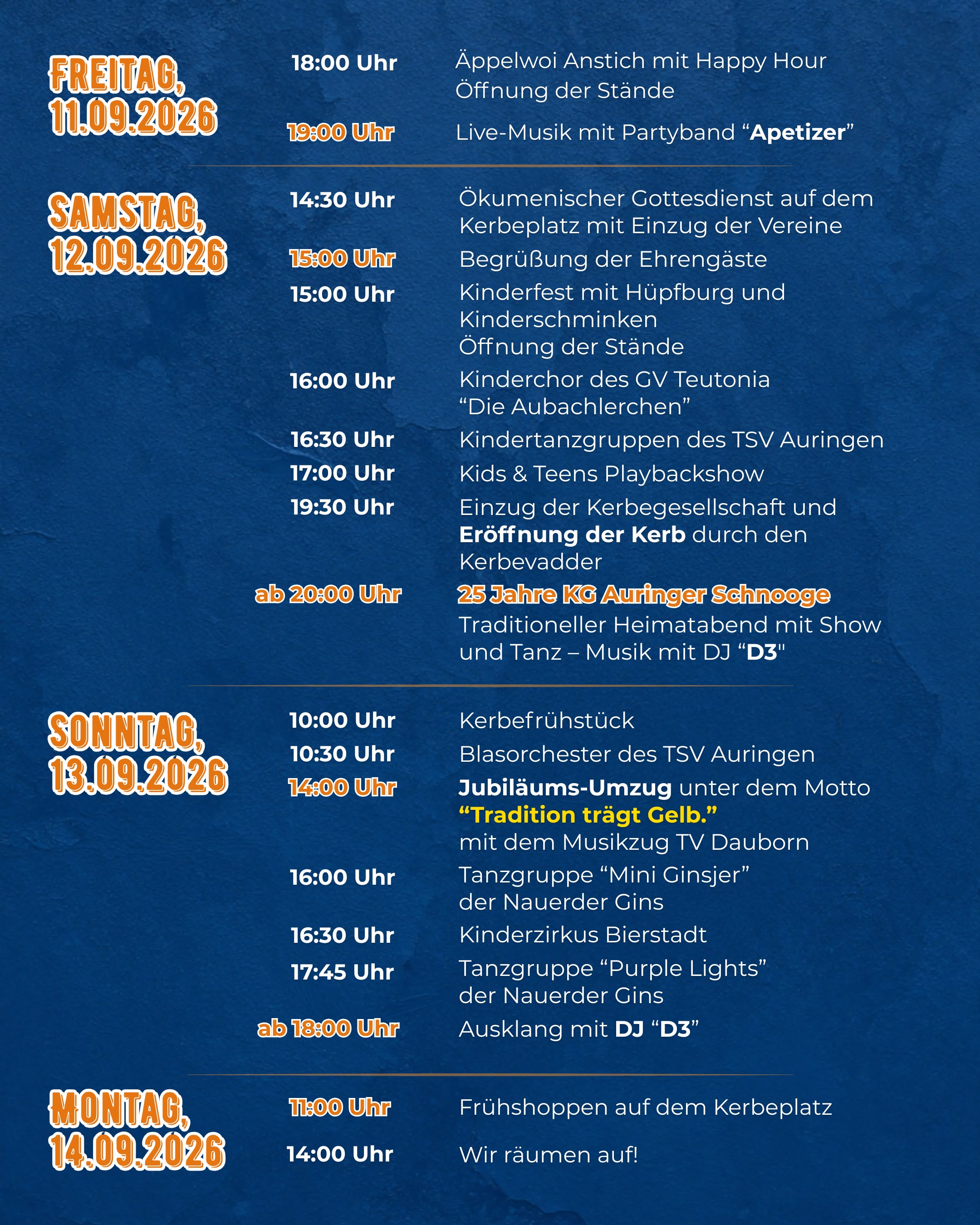 Programm der Auringer Kerb 2026